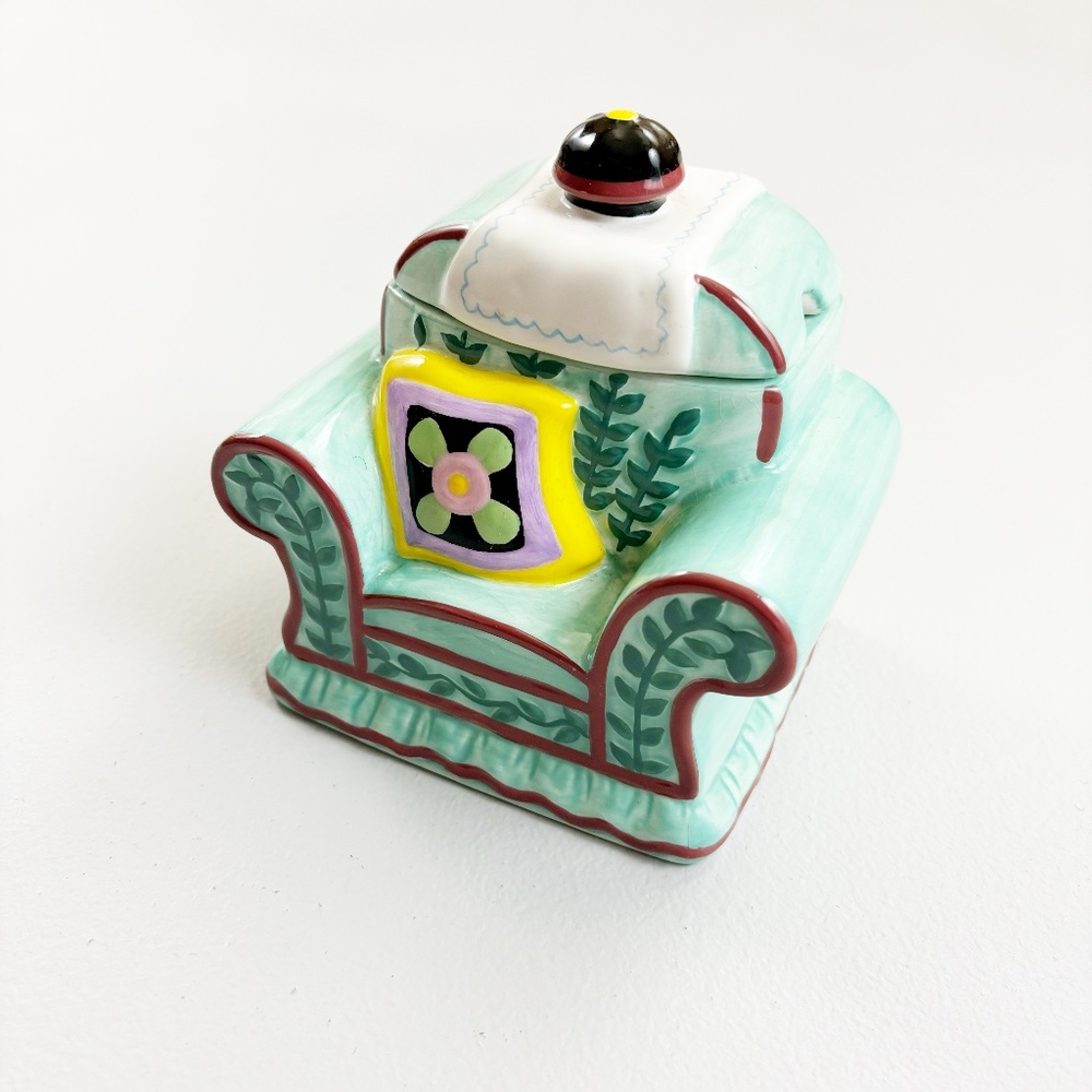 MARY ENGELBREIT Cozy Chair Sugar Bowl Jam Pot VTG 2001 Cottagecore Grannycore